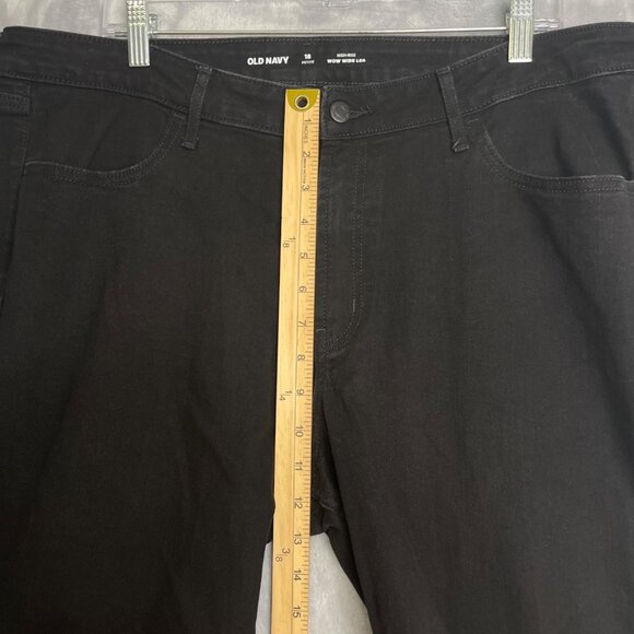 Old Navy High Rise Wow Wide Leg Jeans Black Womens 18‎ Petite Stretch Like New - Picture 6 of 8